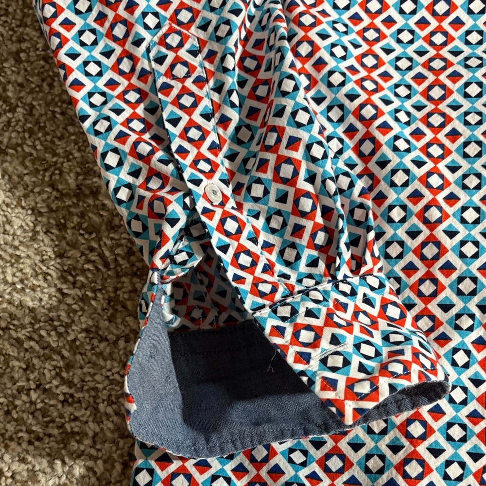 Daniel Cremieux Geometric Men's Shirt - Red, Blue, White - Picture 4 of 6